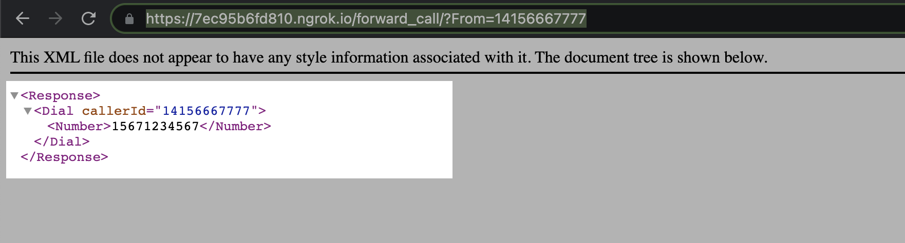 XML document with Dial XML element