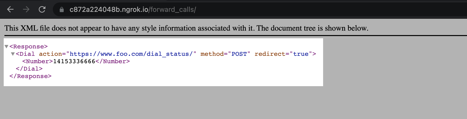 XML document with Dial XML element