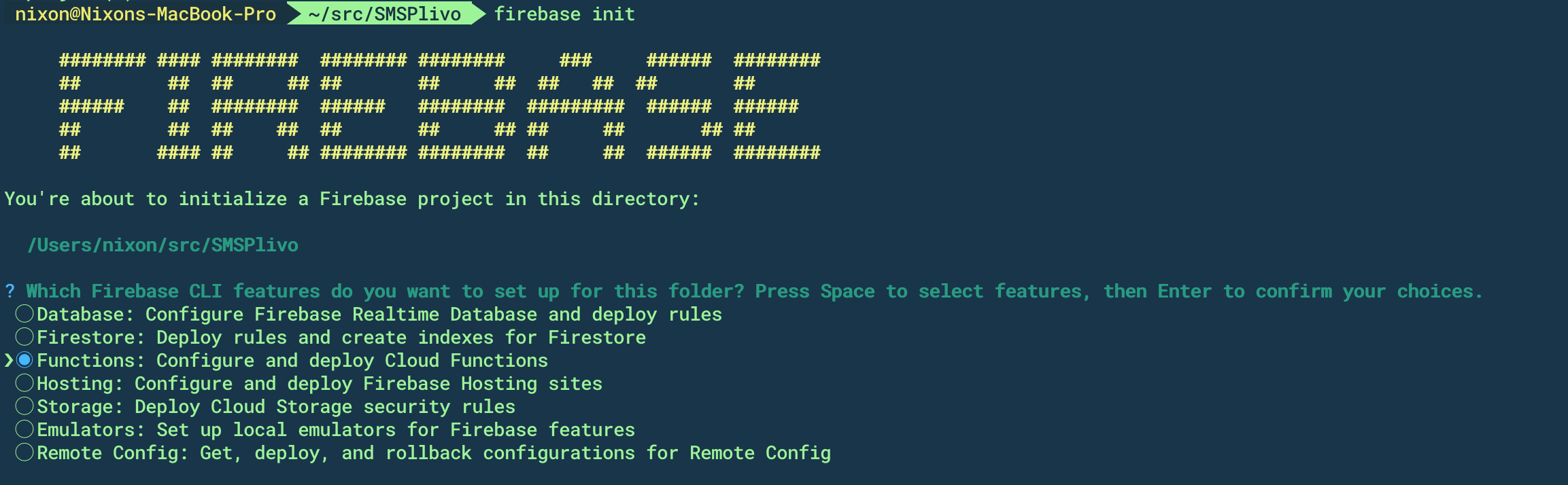 Initialize Firebase project locally