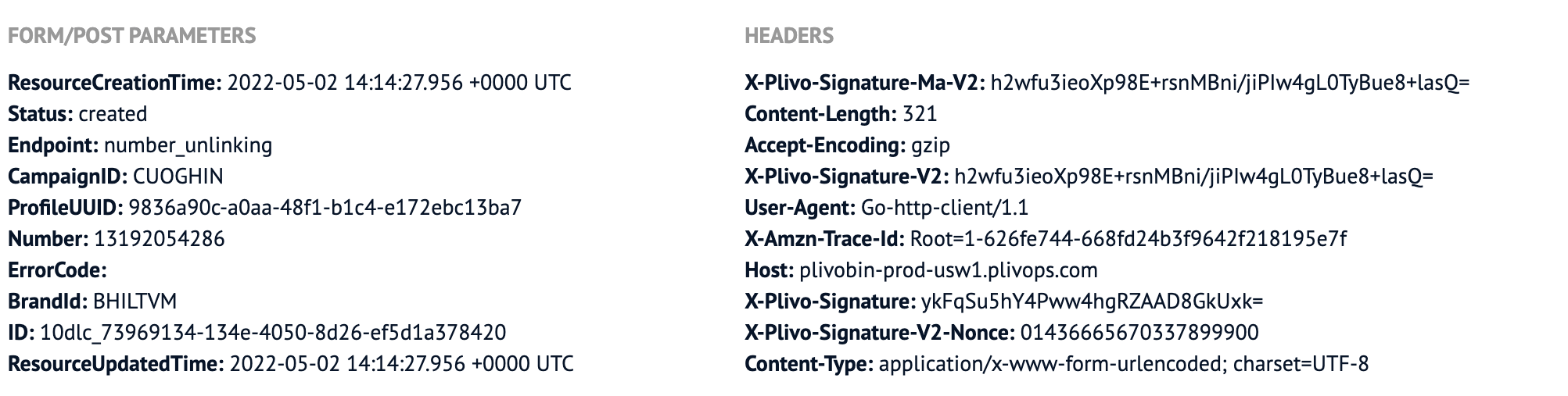 Number unlinking created callback