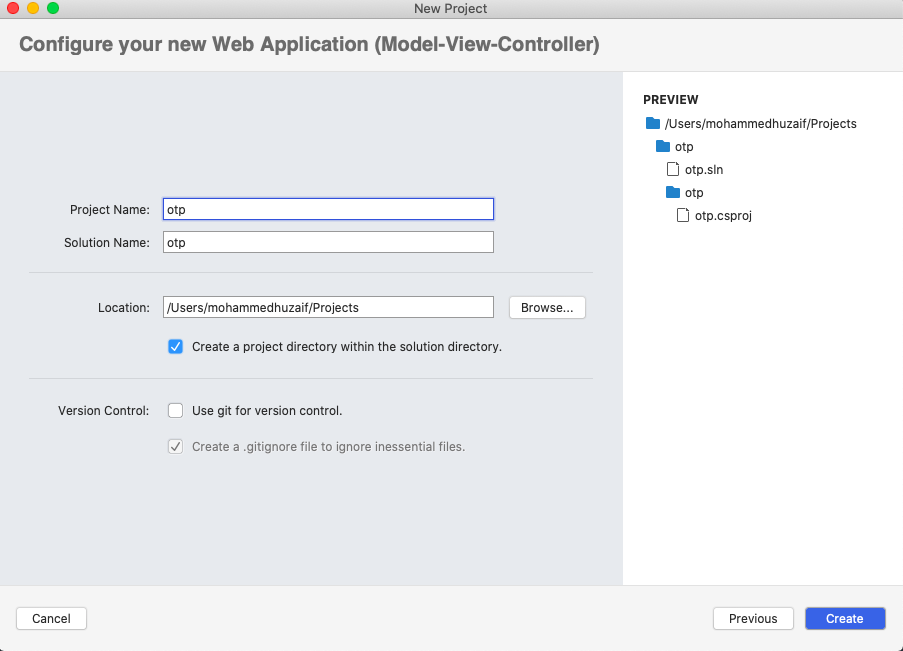 Configure the MVC app