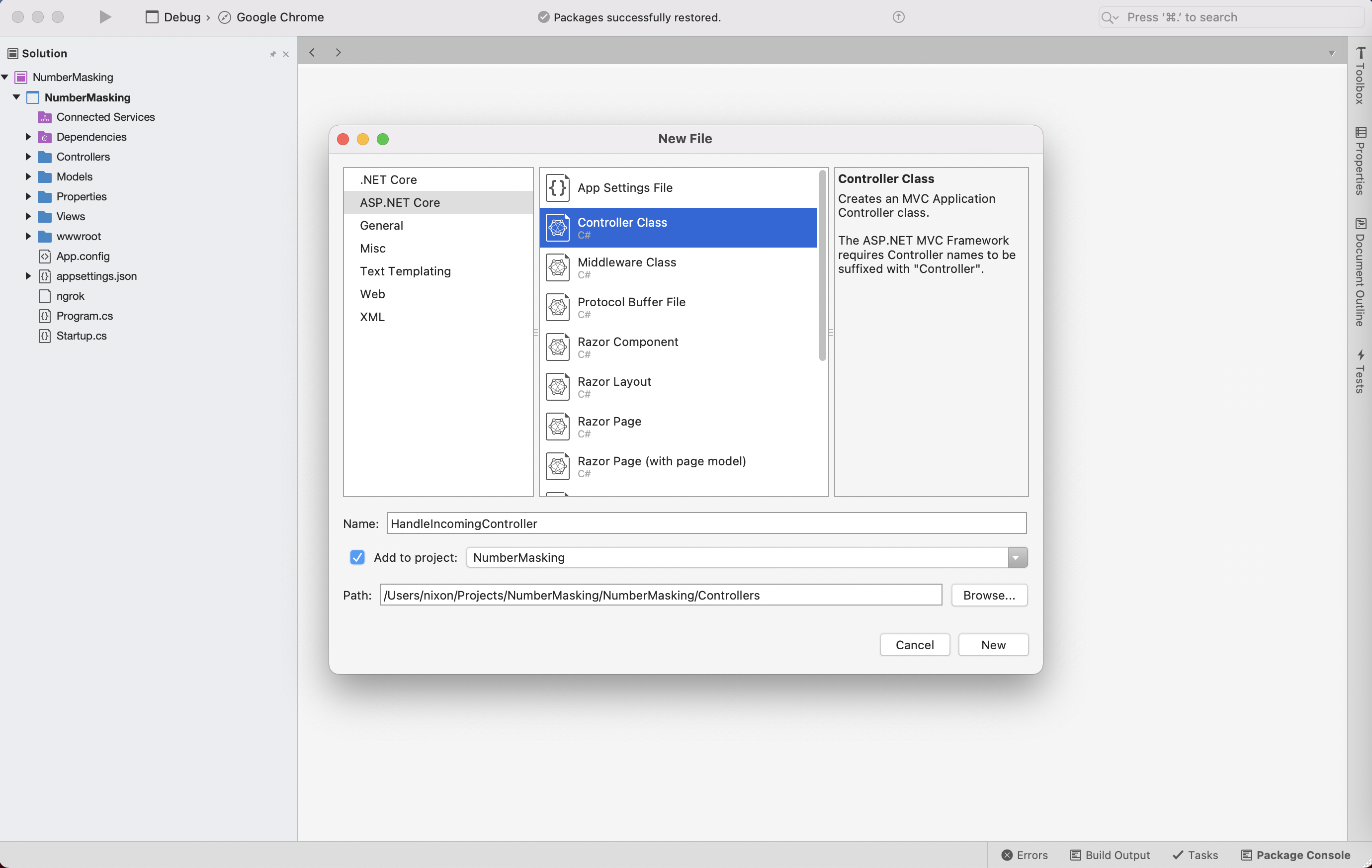 Create a MVC Controller