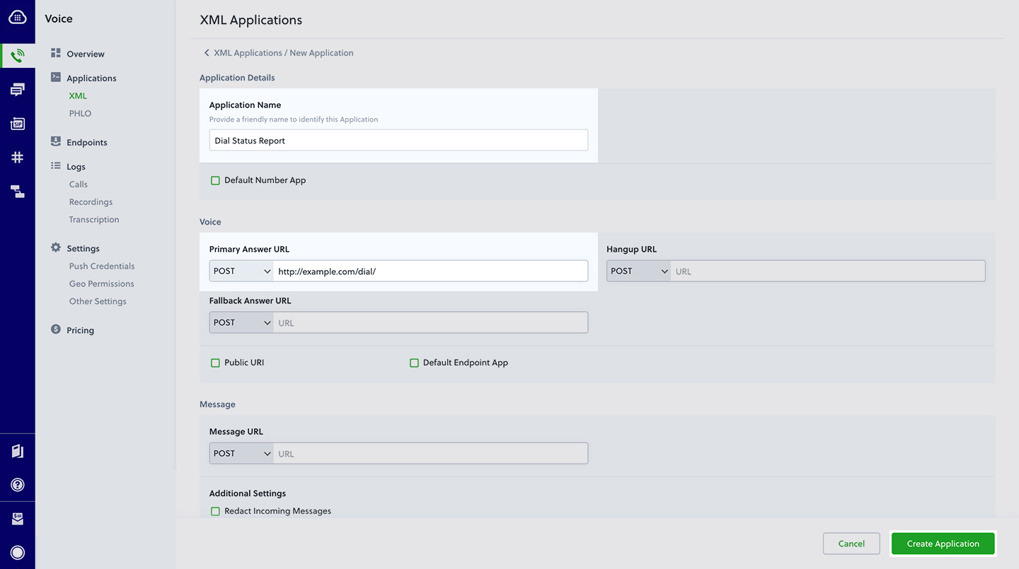 Create dial status application